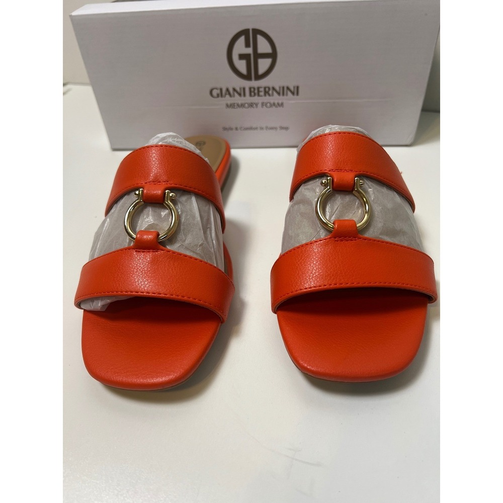 Gianni Bernini Women's Orange CAITLYN Slip On Flat Memory Foam Sandals Sz 9 NIB